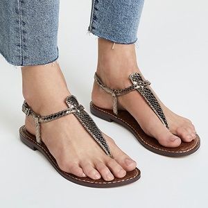 Sam Edelman Pewter Snake Embossed Gigi Sandal sz 8